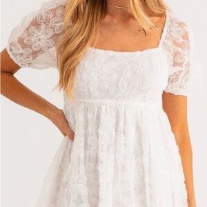 Le Lis White Lace Mini Dress